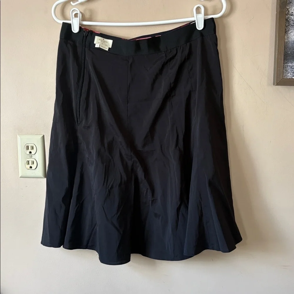 Kate Spade Black Multi Rambling Roses Rosa Silk Crepe Skirt Size 8